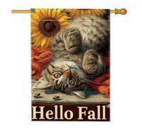 Bandiera da giardino con gatto autunnale, gattino marrone girasole decorazione per la casa, bandiera su entrambi i lati in iuta da cortile decorazione per prato esterno 71 x 101 cm