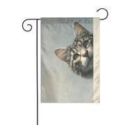 Bandiera da giardino con gatto dopo pannello orizzontale 30 x 45 cm verticale su entrambi i lati per case coloniche vacanze esterne decorazioni per cortile bandiera
