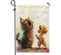 Bandiera da giardino con gatto e cane, colorata fantasia per amanti degli animali, striscione decorativo per la casa, bandiera in tessuto su entrambi i lati, decorazione per prato a tema animale, 30,5