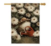 Bandiera da giardino con gatto primaverile ed estate, annaffiatoio floreale color crema per esterni, striscione decorativo per la casa, decorazione a doppia faccia in iuta da cortile, opera d'arte da