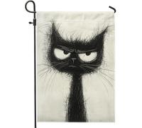 Bandiera da giardino con gatto scontroso, decorazione per la casa con gattino arrabbiato, bandiere da cortile, in iuta su entrambi i lati, decorazione stagionale per prato all'aperto, 30,5 x 45,7 cm
