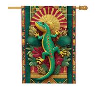 Bandiera da giardino con geco tropicale, decorazione estiva per prato con lucertola colorata, striscione per esterni su entrambi i lati, stile esotico, decorazione per la casa, 71 x 101 cm