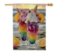 Bandiera da giardino con gelato arcobaleno estivo, striscione decorativo colorato per dessert, bandiera da giardino in iuta su entrambi i lati, per feste, decorazione per prato, 71 x 101 cm