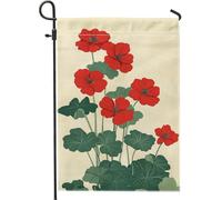 Bandiera da giardino con geranio rosso primaverile, decorazione floreale per la casa e il giardino, bandiera da giardino in iuta su entrambi i lati, decorazione per esterni, 30,5 x 45,7 cm