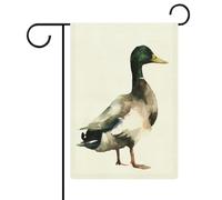 Bandiera da giardino con germano reale ad acquerello e anatra stagionale, in iuta, double face, 30,5 x 45,7 cm