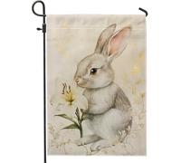 Bandiera da giardino con giglio di coniglio, decorazione floreale per la casa e il giardino, bandiera da giardino in iuta su entrambi i lati, decorazione da giardino per esterni, 30,5 x 45,7 cm