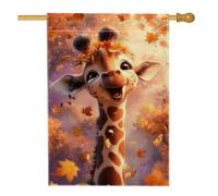 Bandiera da giardino con giraffa autunnale, decorazione per esterni, decorazione per esterni, striscione a doppio lato per il Ringraziamento, decorazione per la casa, 71 x 101 cm