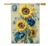 Bandiera da giardino con girasole, bandiera gialla floreale per la casa, decorazione per esterni in iuta su entrambi i lati, per prato primaverile ed estivo, stile botanico vivace, 71 x 101 cm