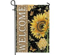 Bandiera da giardino con girasole, floreale rustica farfalla a nido d'ape estate gialla su entrambi i lati bandiere decorative per esterni per prato esterno portico patio ingresso 30,5 x 45,7 cm