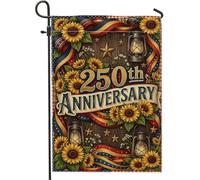 Bandiera da giardino con girasole, lanterna rustica per anniversario, stella, anniversario, gialla, double face, decorativa, per esterni, portico, prato, patio, terrazza, 30,5 x 45,7 cm