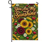 Bandiera da giardino con girasole, motivo floreale con crisantemo a forma di cuore, colore giallo estivo, doppia faccia, piccola bandiera da giardino per esterni, patio, prato, portico, ingresso