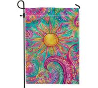 Bandiera da giardino con girasole vivace, striscione decorativo per esterni con motivo floreale colorato, bandiera da giardino in iuta su entrambi i lati, per la decorazione estiva della casa, 30,5 x