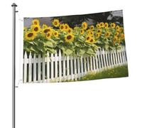 Bandiera da giardino con girasoli bianchi da 0,9 m x 9,6 m, bandiere da giardino su entrambi i lati, resistente allo sbiadimento, bandiera per esterni, divertente bandiera per vacanze con occhielli in