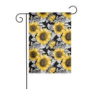 Bandiera da giardino con girasoli con macchie leopardate 30 x 45 cm verticale su entrambi i lati per fattoria vacanze decorazioni esterne bandiera cortile