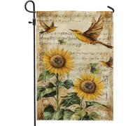 Bandiera da giardino con girasoli e uccelli, striscione floreale giallo per la casa, decorazione per prato esterno su entrambi i lati, per primavera ed estate, 30,5 x 45,7 cm