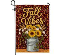 Bandiera da giardino con girasoli, secchio in cotone rustico stagionale autunnale giallo su entrambi i lati, bandiere decorative per esterni, patio, prato, portico, ingresso, campeggio, 30,5 x 45,7 cm