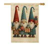 Bandiera da giardino con gnomo fantasioso, rosso e blu, bandiera decorativa per le vacanze, bandiera su entrambi i lati per cortile per esterni decorazione del prato 71 x 101 cm