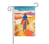 Bandiera da giardino con graffiti da cowboy che cavalca un cavallo, 30 x 45 cm, verticale su entrambi i lati, decorazione per casa colonica