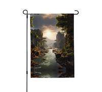 Bandiera da giardino con grafica montagne e fiumi, 71 x 101 cm, di grandi dimensioni, perfetta per cortile, decorazione esterna, bandiera di benvenuto