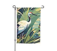 Bandiera da giardino con gru, uccello, piante selvatiche, 30,5 x 45,7 cm, primavera, estate, autunno, inverno, bandiere stagionali su entrambi i lati, bandiere per le vacanze, per esterni, interni