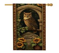 Bandiera da giardino con gufo autunnale, decorazione autunnale marrone con girasoli, striscione in iuta su entrambi i lati per casa, decorazione per prato esterno, 71 x 101 cm