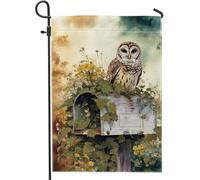 Bandiera da giardino con gufo autunnale, decorazione per cassetta postale con gufo marrone, bandiera da cortile in iuta su entrambi i lati, per decorazione esterna del prato, 30,5 x 45,7 cm