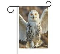 Bandiera da giardino con gufo delle nevi, cartello di benvenuto su entrambi i lati, piccole bandiere personalizzate per piscina, cortile, decorazione da parete per la casa, 32 x 47 cm