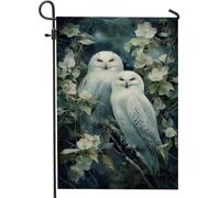 Bandiera da giardino con gufo innevato, bandiera floreale per la casa con gufi saggi bianchi, bandiera da giardino in iuta su entrambi i lati, decorazione per esterni, 30,5 x 45,7 cm