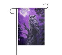Bandiera da giardino con gufo mistico su un albero antico, 30 x 45 cm, verticale, double face, decorazione per casa colonica