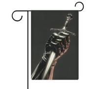 Bandiera da giardino con il cavaliere che tiene il pugnale oscuro fantasy bandiera per casa cortile esterno bandiera stagionale vacanza juta doppia faccia 30,5 x 45,7 cm