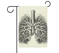 Bandiera da giardino con immagine vettoriale polmoni su entrambi i lati, 30,5 x 45,7 cm, bandiera verticale in lino, bandiere per casa durevoli per feste decorative all'aperto
