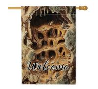 Bandiera da giardino con insetti formiche, striscione di benvenuto marrone terroso, decorazione stagionale per esterni per giardino, prato, bandiera da cortile in stile artistico, perfetta per casa e