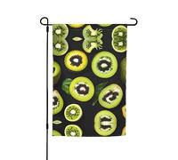Bandiera da giardino con kiwi verde, bandiera da giardino stampata bifacciale, graziose bandiere rustiche per decorazioni da esterno, 12 x 18 pollici