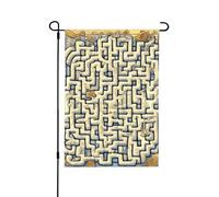 Bandiera da giardino con labirinto con mappa del tesoro stampata su entrambi i lati, a prova di sbiadimento, per decorazione da cortile, cartello di benvenuto 71,1 x 101,6 cm