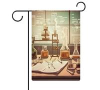 Bandiera da giardino con laboratorio di chimica su entrambi i lati, 30,5 x 45,7 cm, bandiera verticale in lino, bandiere per casa durevoli per feste decorative esterne