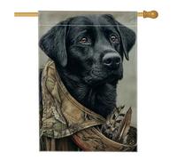 Bandiera da giardino con labrador retriever per autunno inverno, decorazione per cani da caccia, striscione per prato all'aperto, piume su entrambi i lati, bandiera naturale, decorazione stagionale