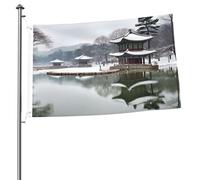 Bandiera da giardino con lago invernale della Corea, 0,9 x 9,6 m, bandiera per esterni, bandiera a prova di brezza, bandiere a prova di scolorimento, per la casa, la decorazione esterna e interna