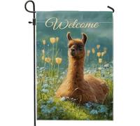 Bandiera da giardino con lama di benvenuto, striscione floreale primaverile estivo per prato all'aperto, fiori gialli stile pastorale, decorazione per la casa da cortile, decorazione per le vacanze su