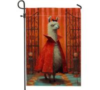 Bandiera da giardino con lama di Halloween, striscione rosso spettrale per la decorazione della casa, bandiera in iuta su entrambi i lati per decorazione esterna del prato 30,5 x 45,7 cm