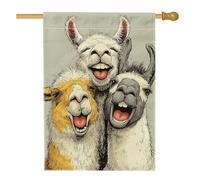 Bandiera da giardino con lama felice, striscione decorativo con animali gialli e grigi, bandiera su entrambi i lati per cortile in iuta per la decorazione estiva all'aperto del prato, 71 x 101 cm