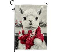 Bandiera da giardino con lama per le vacanze invernali, decorazione natalizia bianca e rossa, bandiera da cortile in iuta su entrambi i lati, decorazione stagionale per esterni, 30,5 x 45,7 cm