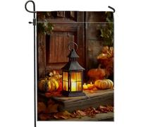 Bandiera da giardino con lanterna autunnale, bandiera decorativa nera per esterni, in iuta su entrambi i lati, per la decorazione della casa del Ringraziamento, 30,5 x 45,7 cm