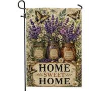 Bandiera da giardino con lavanda, rustica vintage farfalla crisantemo primavera viola iuta bandiere decorative per cortile esterno patio prato portico ingresso campeggio 30,5 x 45,7 cm