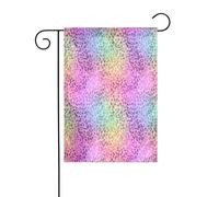Bandiera da giardino con leopardo arcobaleno pastello, 30 x 45 cm, verticale, double face, decorazione per case in campagna, vacanze, esterni, bandiera da cortile