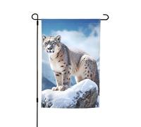 Bandiera da giardino con leopardo delle nevi 30,5 x 45,7 cm su entrambi i lati per primavera estate bandiera decorativa da cortile piccola bandiera stagionale decorazione per esterni
