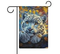 Bandiera da giardino con leopardo delle nevi con animali, bandiera esterna per le vacanze stagionali, bandiera su entrambi i lati, 30,5 x 45,7 cm