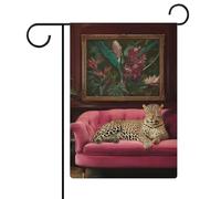 Bandiera da giardino con leopardo su velluto rosa, per divano, giardino, vacanze, vacanze, su entrambi i lati, 30,5 x 45,7 cm