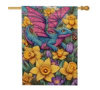 Bandiera da giardino con libellule primaverili ed estive, fiori colorati delle fiabe, decorazione per la casa, striscione in iuta su entrambi i lati per prato e feste, 71 x 101 cm