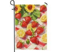 Bandiera da giardino con limonata alla fragola, decorazione per primavera ed estate, striscione decorativo su entrambi i lati, per esterni, prato, decorazione per feste, 30,5 x 45,7 cm