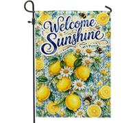 Bandiera da giardino con limoni, crisantemo estivo luminoso, in iuta gialla, bandiere decorative per esterni, patio, prato, portico, ingresso, campeggio, 30,5 x 45,7 cm